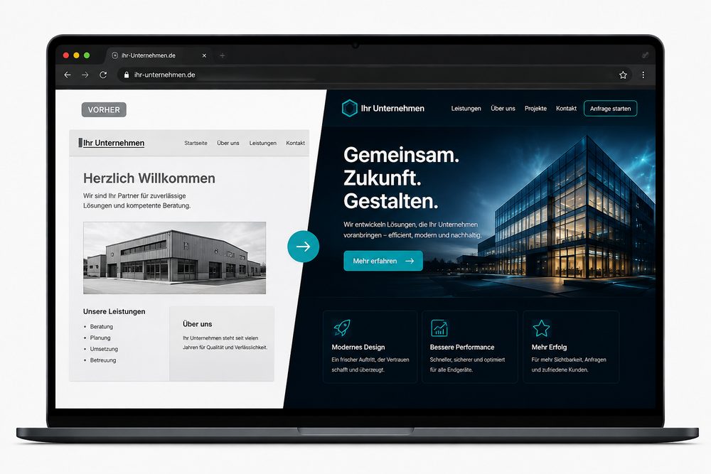 Vorher-Nachher-Vergleich einer relaunchten Website